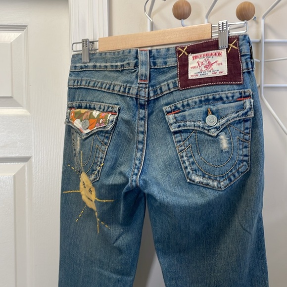 True Religion - Low Rise Flared Y2K Ashbury Pathwork Hippie Jeans Blue - 27 - Picture 6 of 14